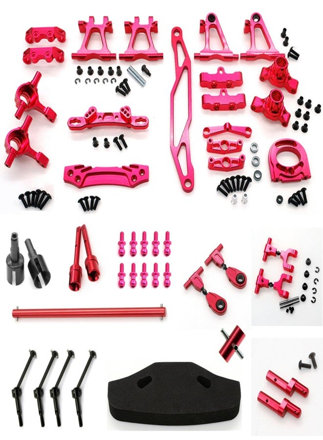 Chanmoo RC TT-02 Full Set Upgrade Kit Aluminum Drive Shaft Swing Arm Steering Cup CVD Bumper Motor Base Suspension Arms For Tamiya TT02 Upgrade Part 1/10 On Road Touring Rally Racing Car (Red 21PCS) - Image 1